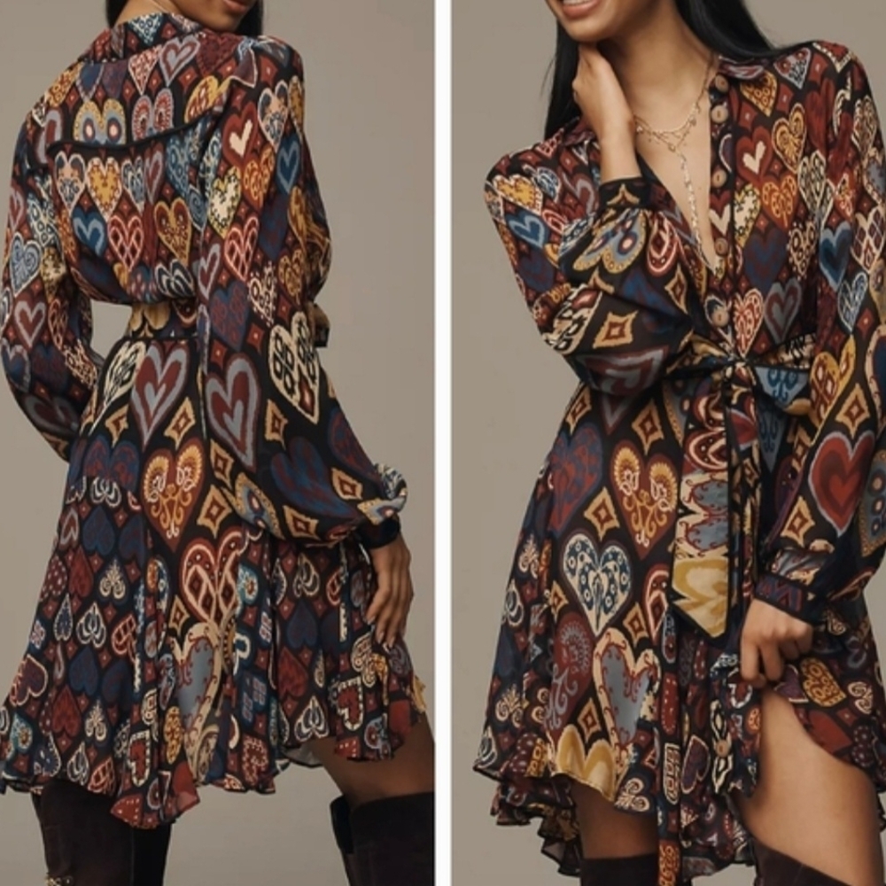 FARM Rio Colorful Heart Long Sleeve Dress - Picture 3 of 17